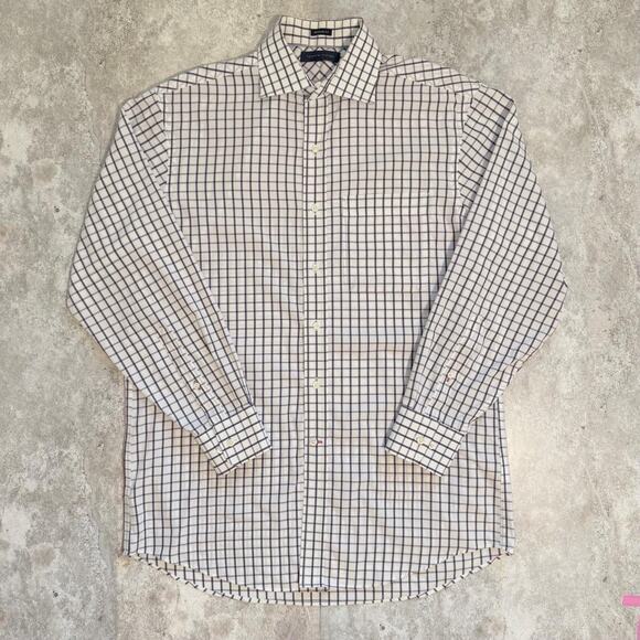 Tommy Hilfiger Regular Fit Plaid Buttoned Down Shirt in White/Purple - Picture 1 of 4